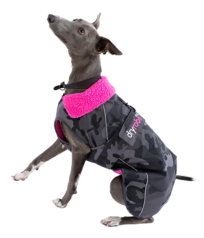 Dryrobe Dog Coat Black Camo/Pink -1